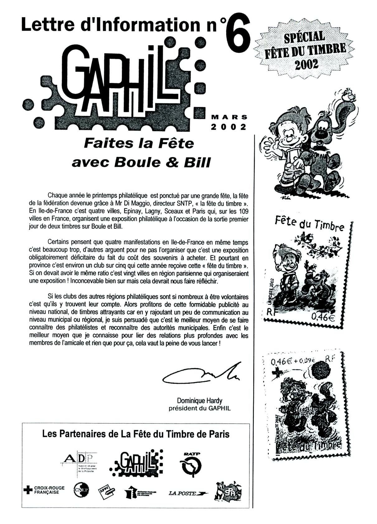 Lettre d'information GAPHIL n°06 de mars 2002. Complément du n°13.