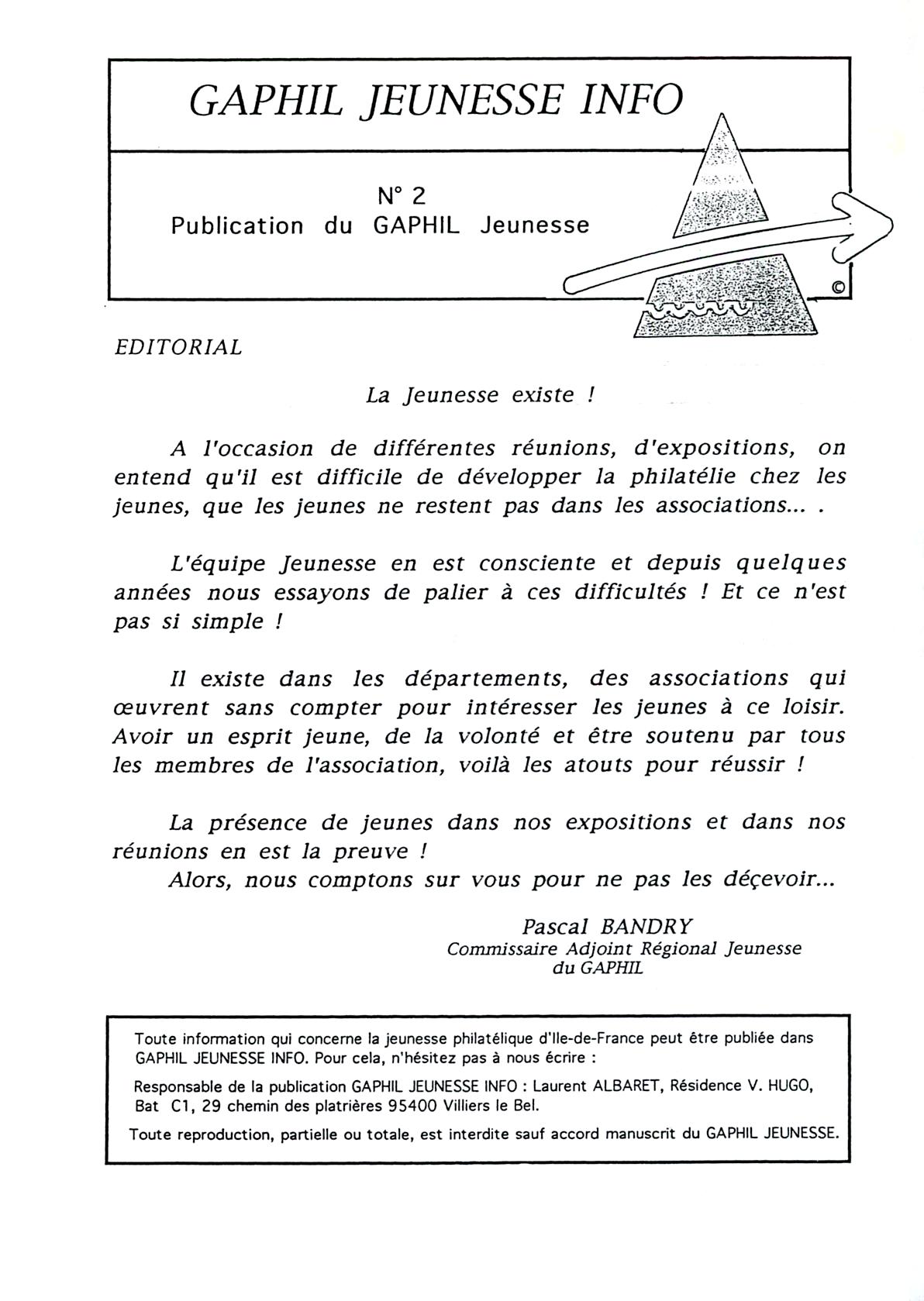 GAPHIL Jeunesse Info n°02 de juin 1993.