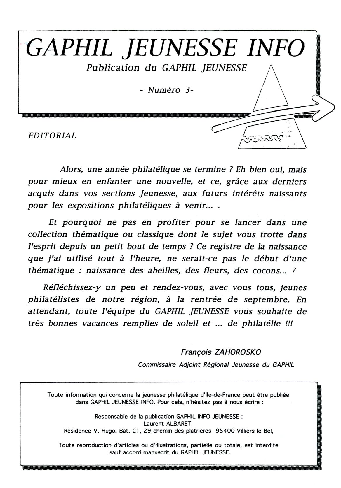 GAPHIL Jeunesse Info n°03 de fin juin 1993.