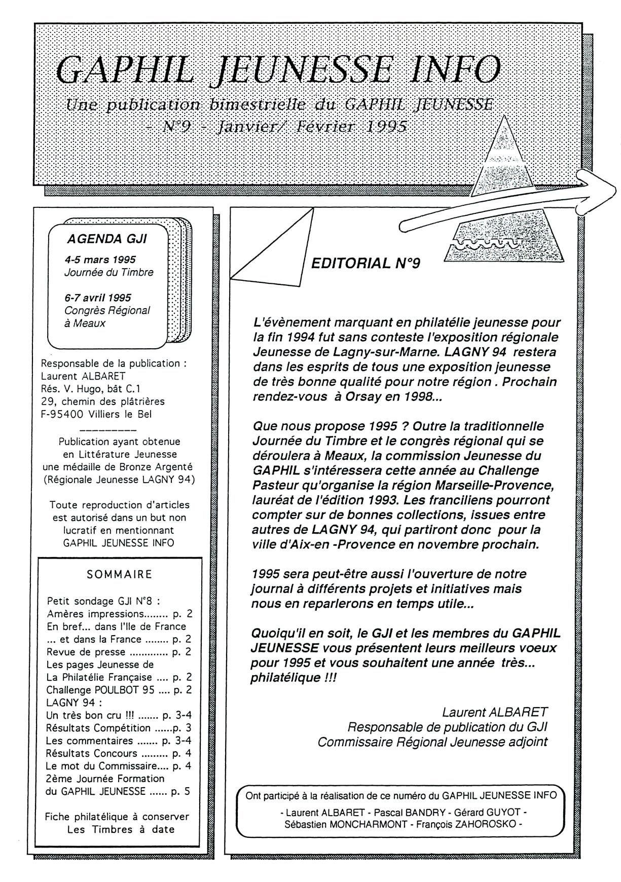 GAPHIL Jeunesse Info n°09 de janvier février 1995.