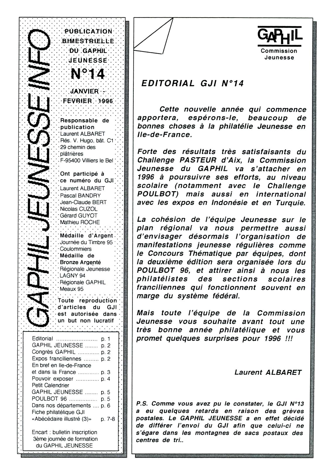 GAPHIL Jeunesse Info n°14 de janvier février 1996.