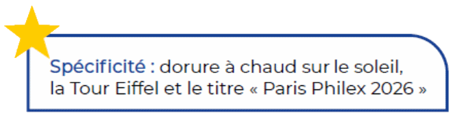 Indication dorure à chaud sur le bloc-feuillet.